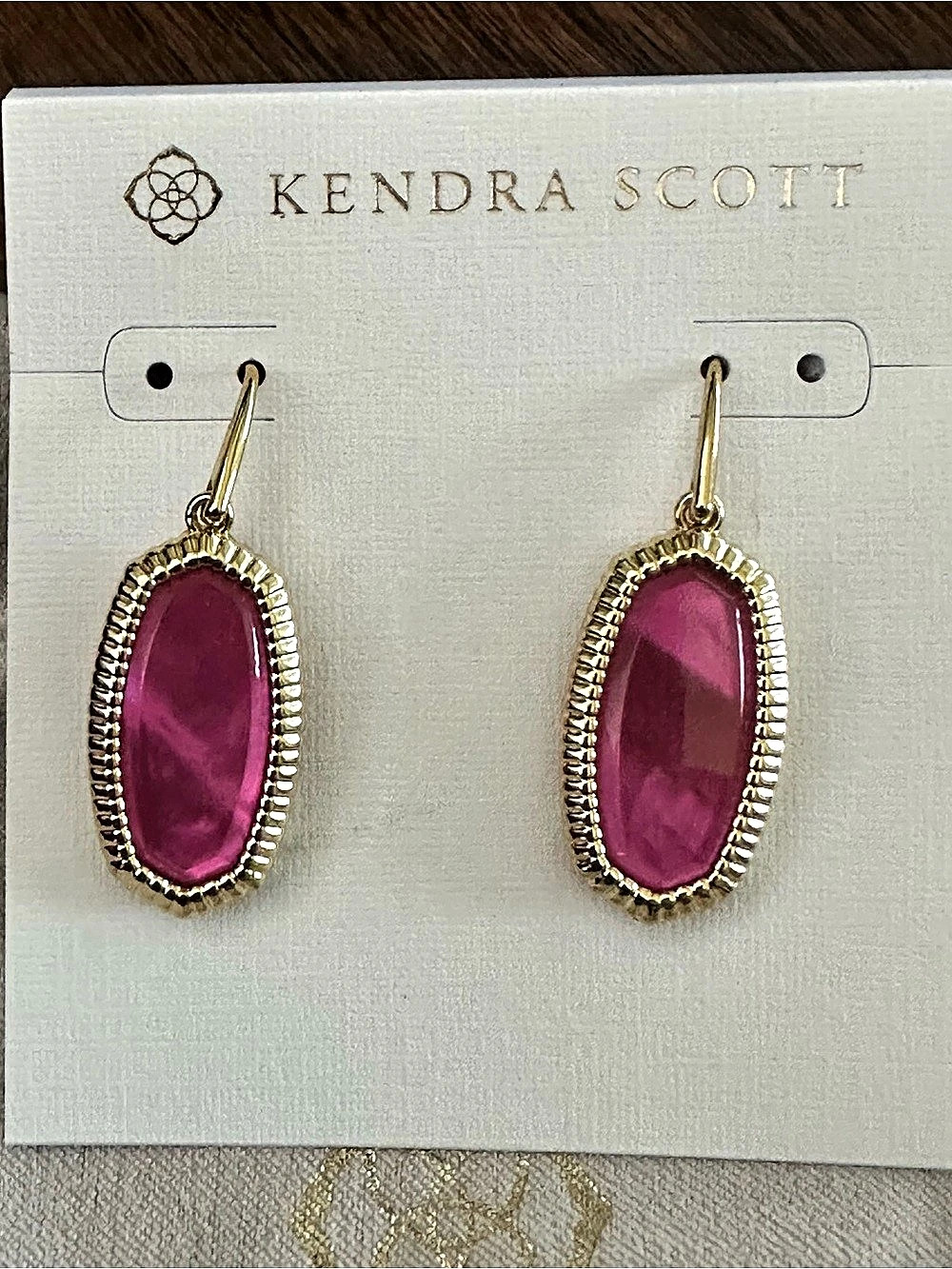 Kendra Scott Dani Rigde Frame Pink Gold Drop Earrings NWT